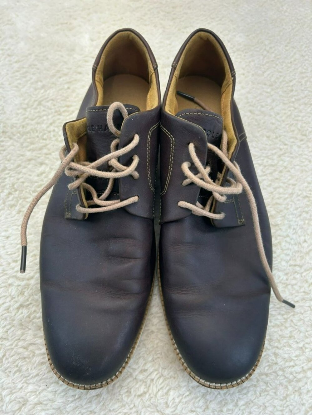 Cole Haan Mens Leather Lace-Up Brown Shoes Size 11M Round Toe Pre-Owned